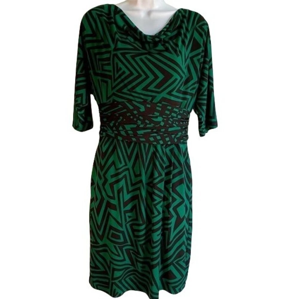 Just Taylor Black Green Dress with Pockets Exposed Back Zipper Size 8